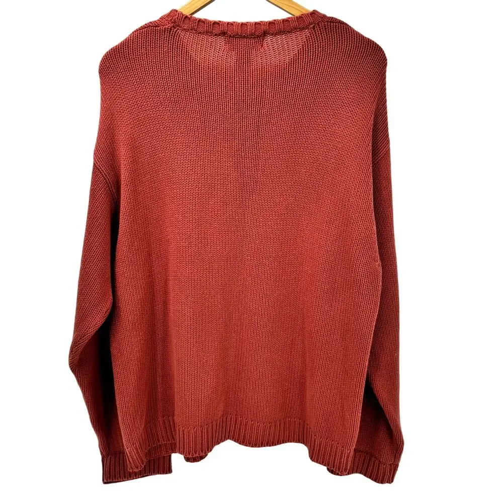 Eddie Bauer Sweater Mens XL Long Sleeve Pullover Clay‎ Red WELL WORN Vintage - Picture 3 of 6